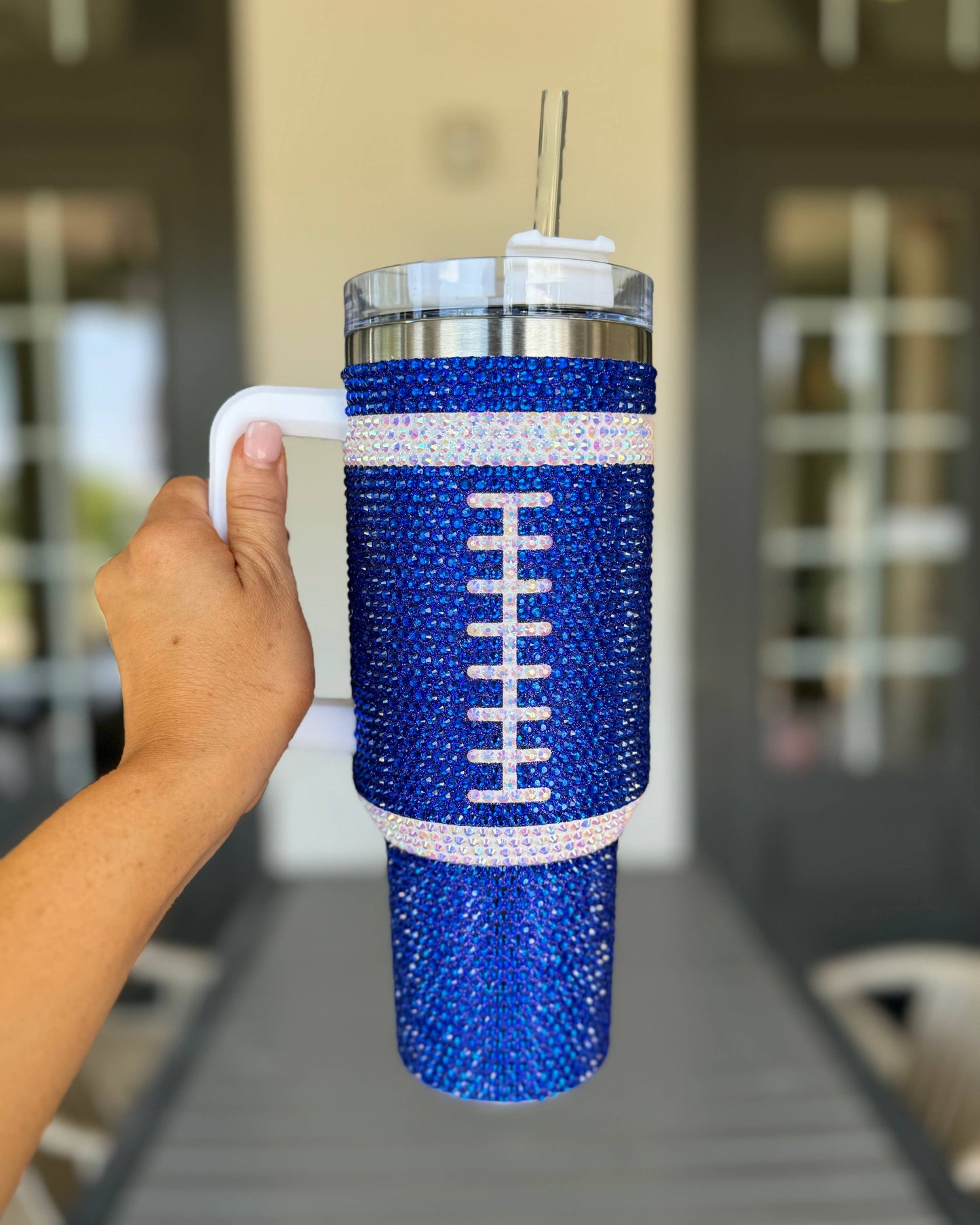 Royal Blue Football 40 Oz. Tumbler