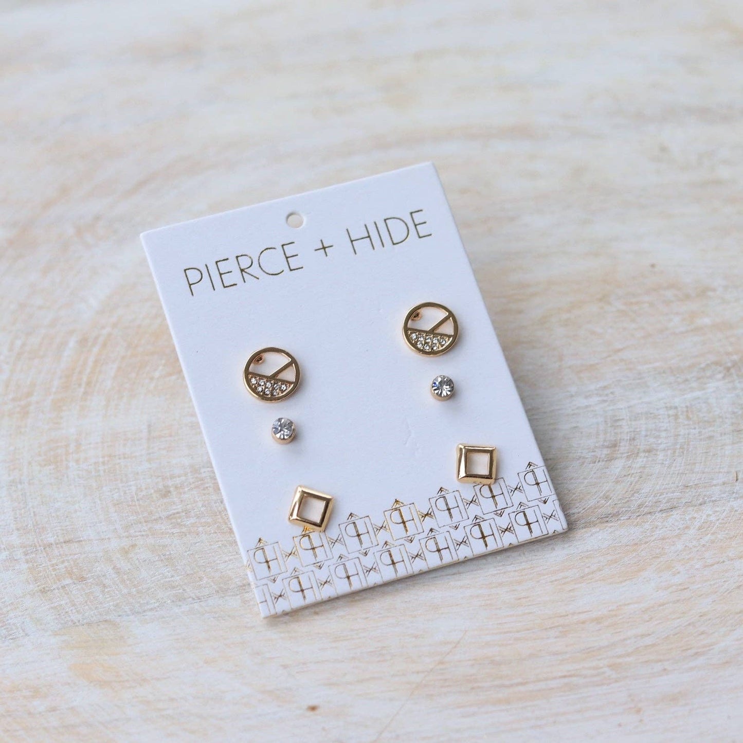 Boho Gold Stud Trio Stud Set