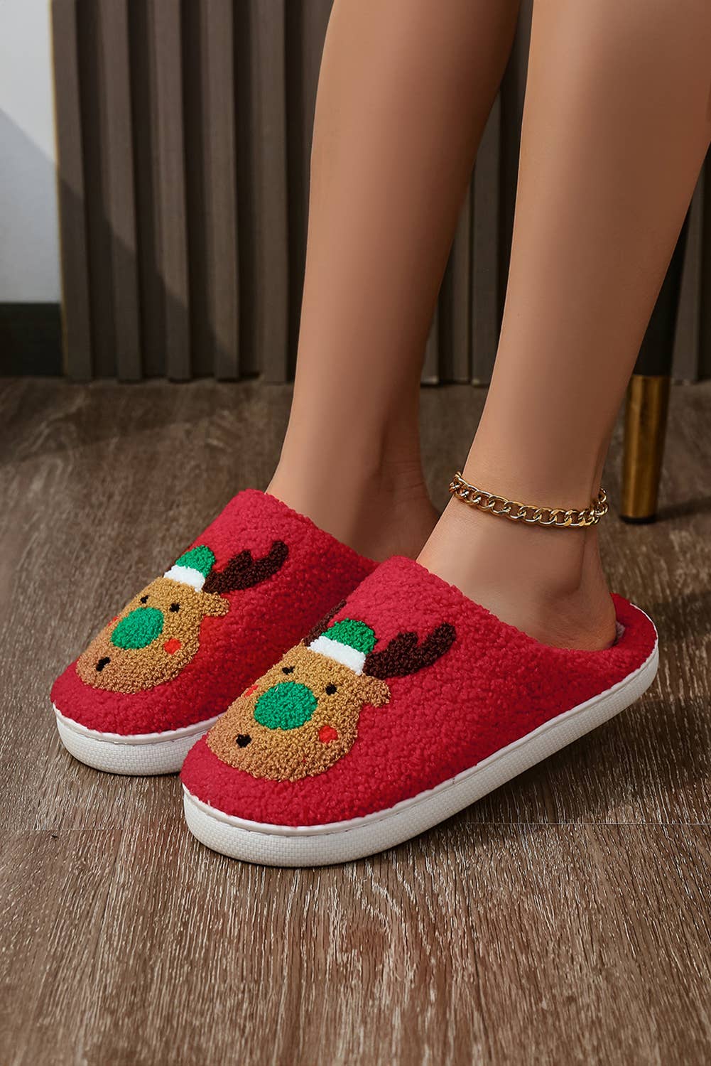 Christmas Reindeer Plush Slippers