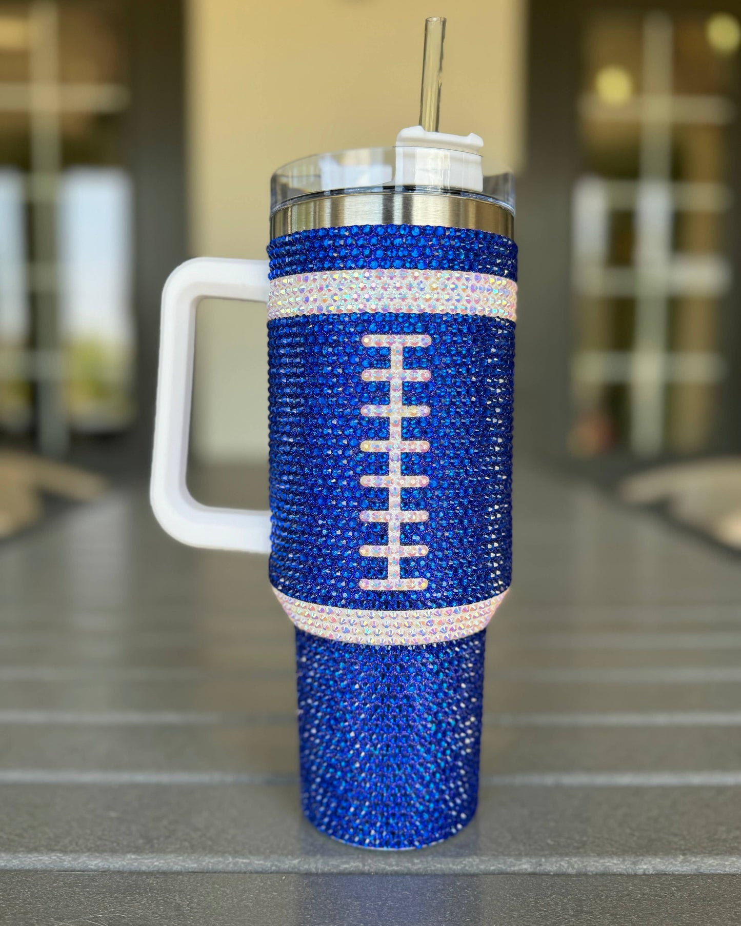 Royal Blue Football 40 Oz. Tumbler