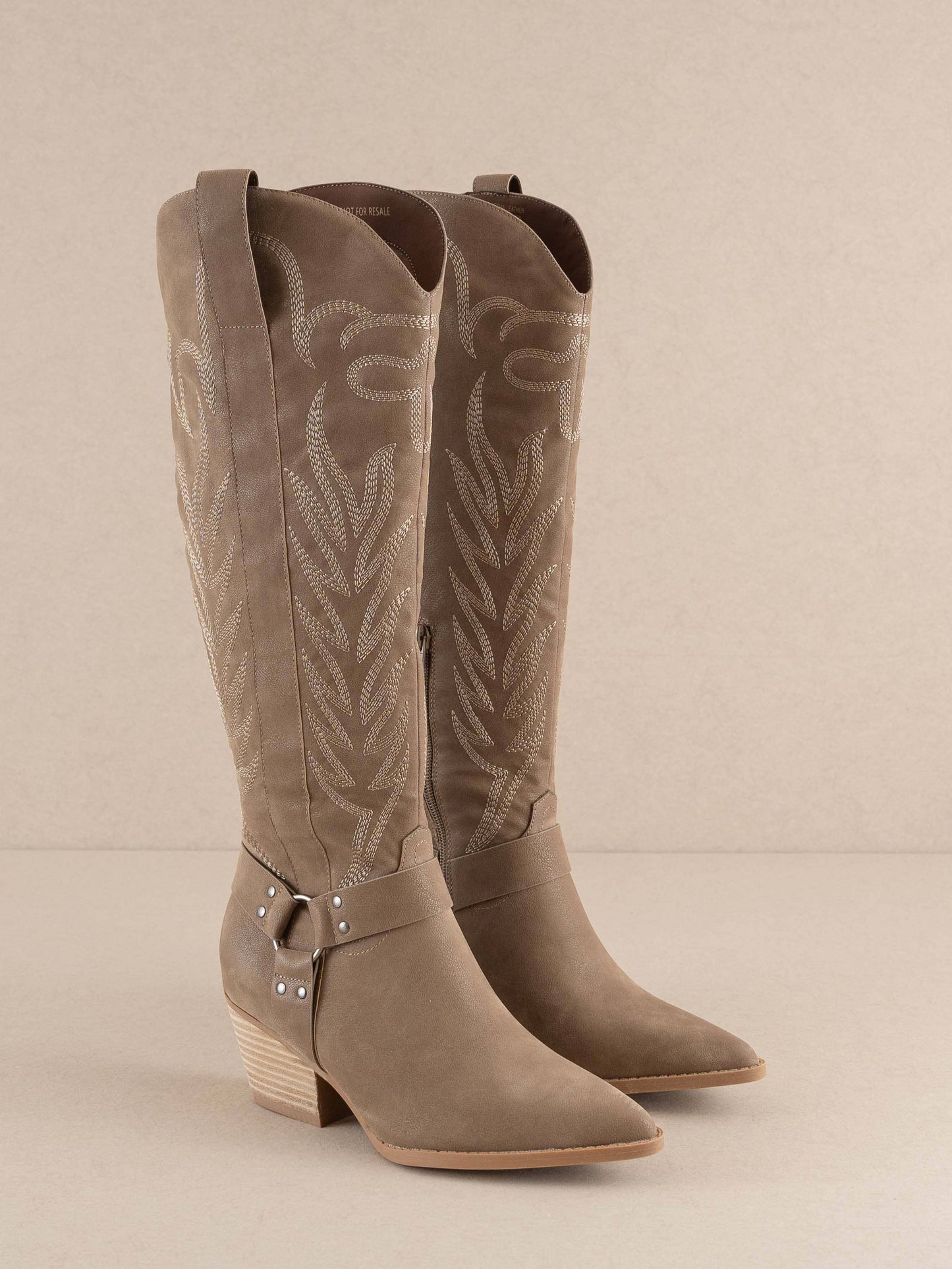 The Faye | Dark Taupe Knee High Cowboy Boot