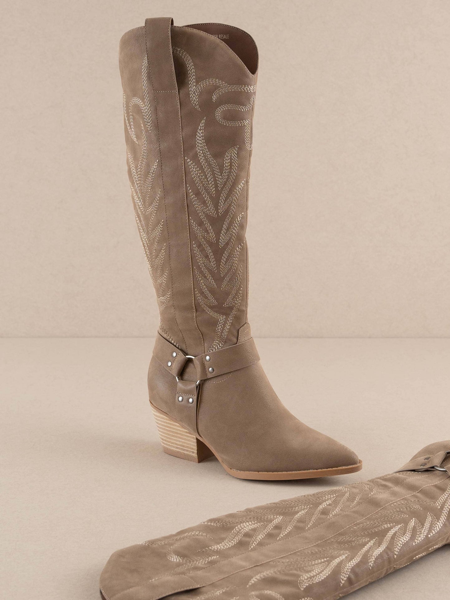 The Faye | Dark Taupe Knee High Cowboy Boot