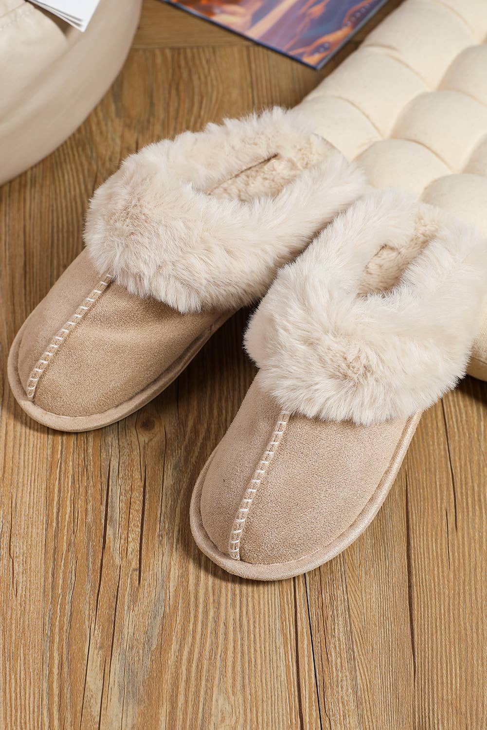 Faux Suede Plush Lined Slippers