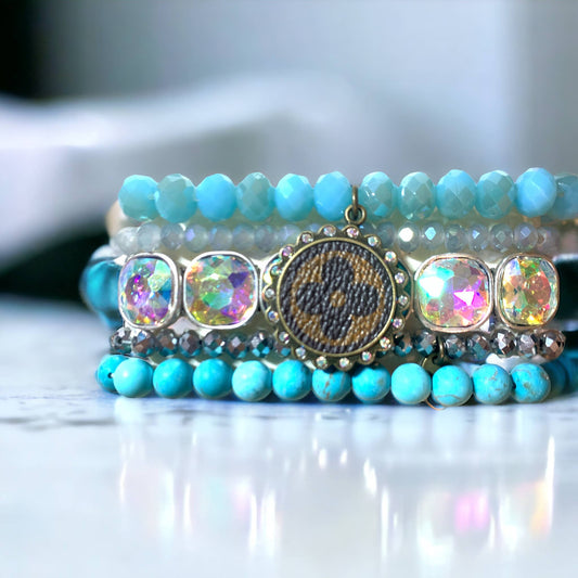 Teal Upcycled Bracelet Stack