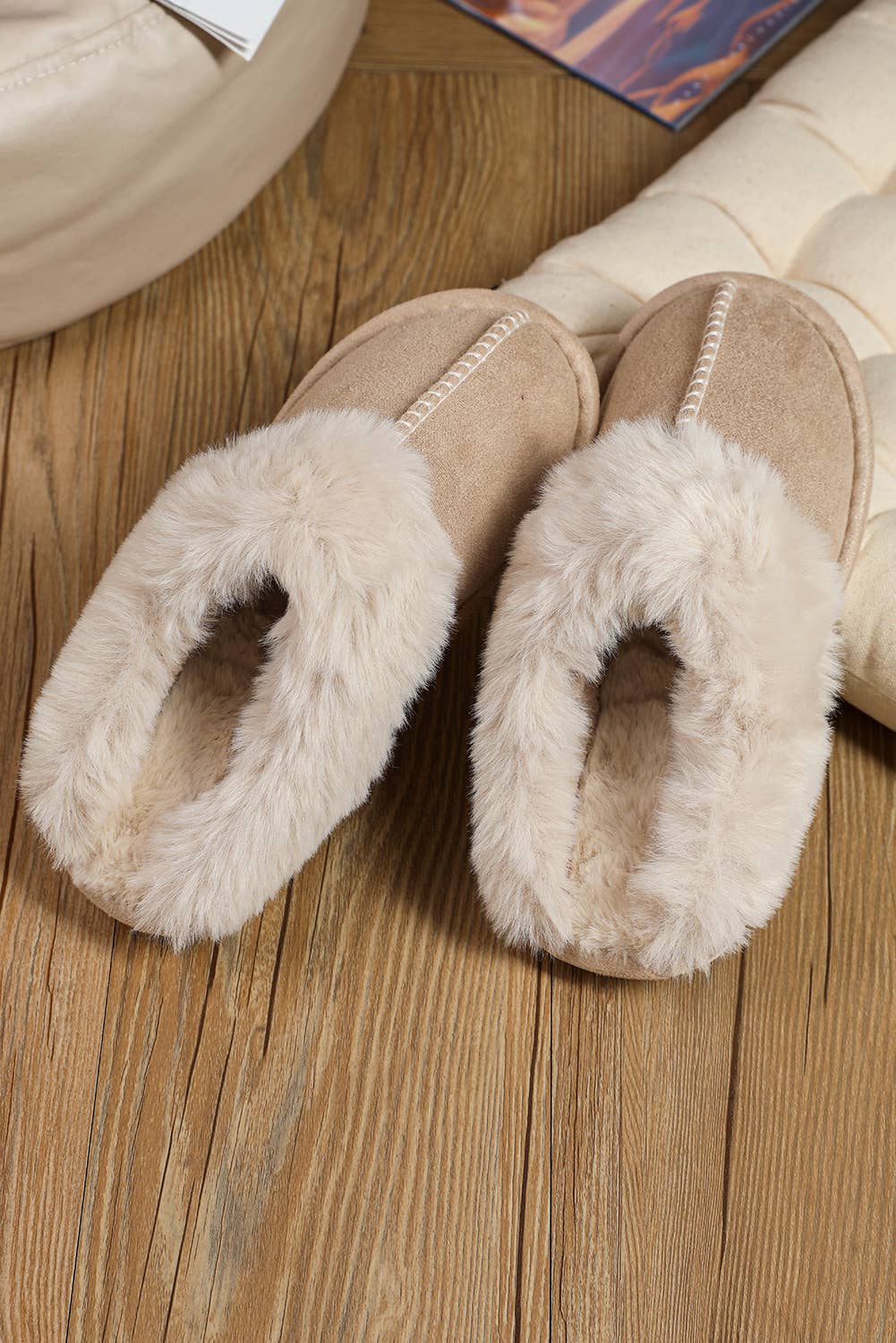 Faux Suede Plush Lined Slippers