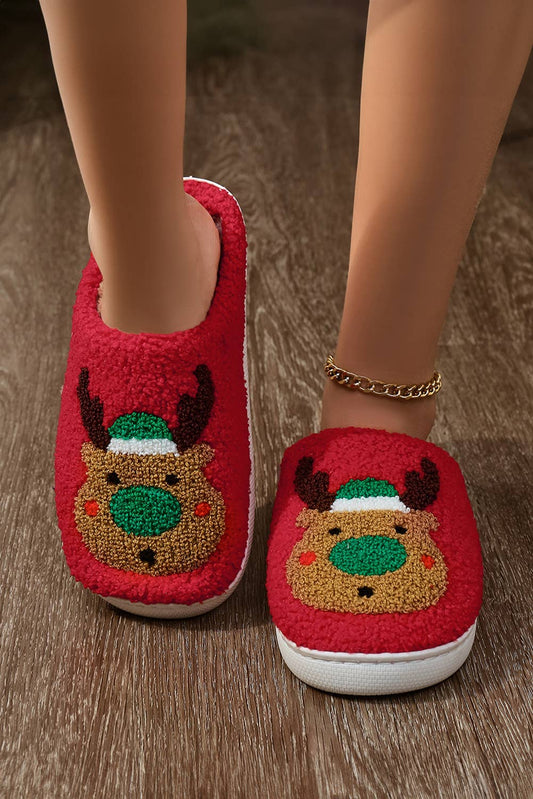 Christmas Reindeer Plush Slippers