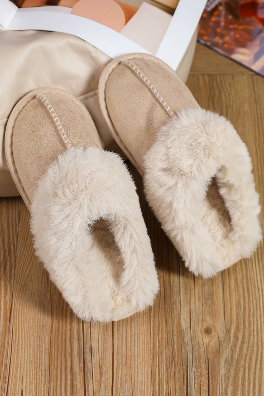 Faux Suede Plush Lined Slippers