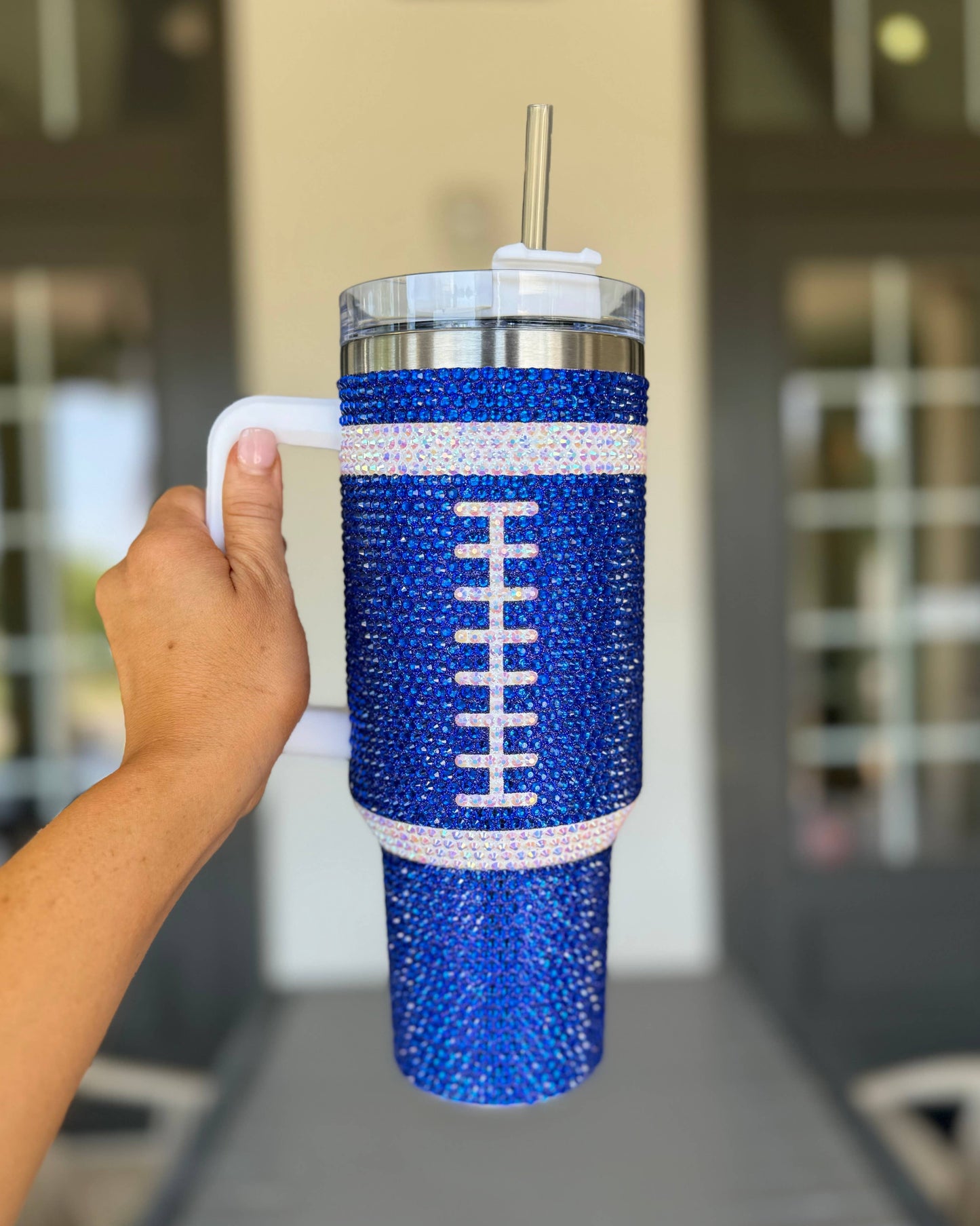 Royal Blue Football 40 Oz. Tumbler