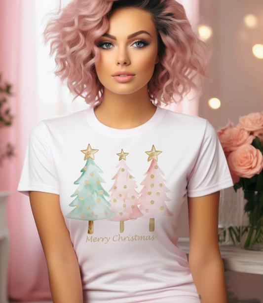 Merry Christmas Pastel Bling Trees