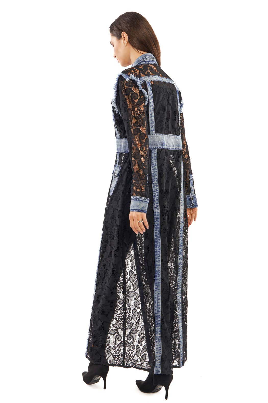 Black Denim Lace Duster