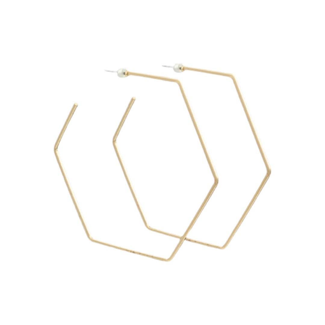 Brushed Gold Hex Hoop