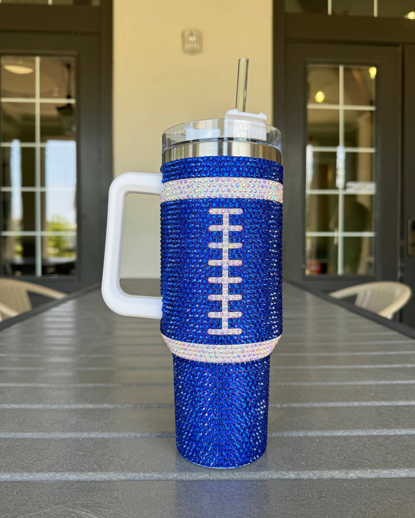 Royal Blue Football 40 Oz. Tumbler