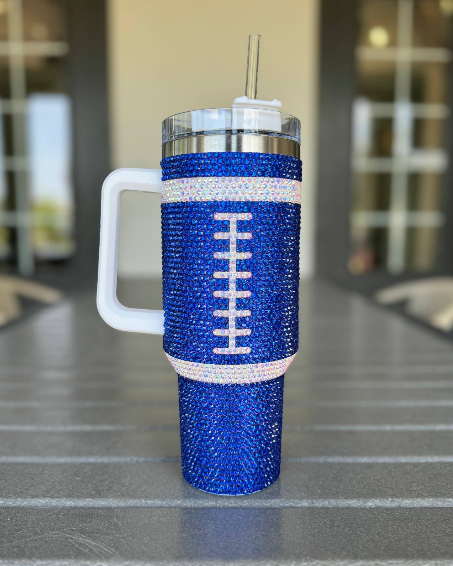 Royal Blue Football 40 Oz. Tumbler