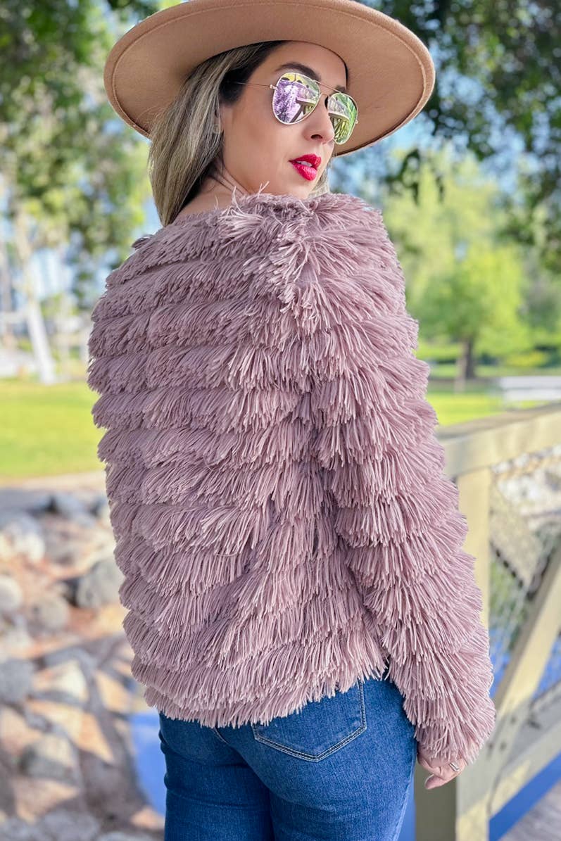 Dusty Mauve Faux Fur Blazer