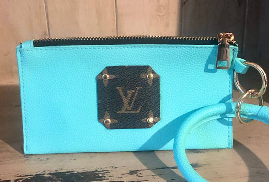 LV Wristlet Clutch Wallet Turquoise