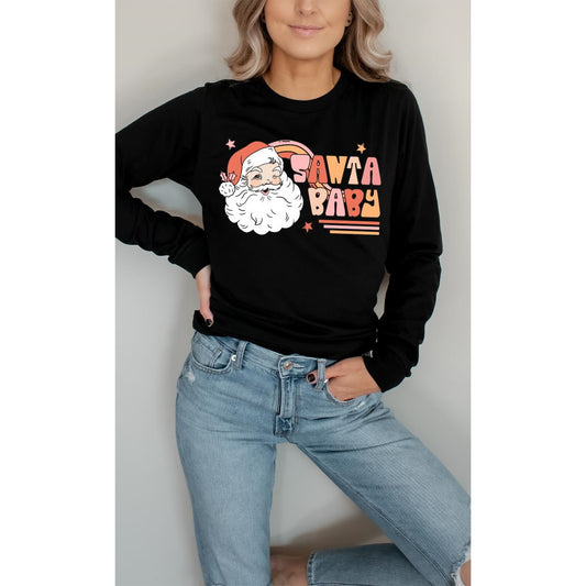 Santa Baby Vintage Retro Graphic Long Sleeve